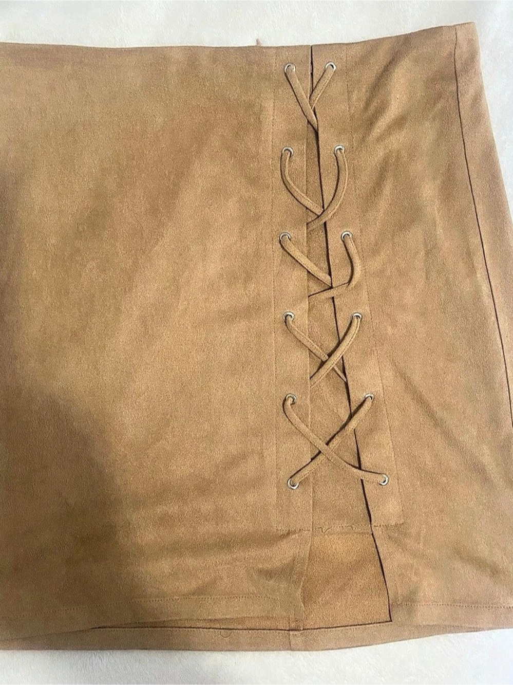 Papaya Lace-Up Mini Skirt in Brown Size Medium